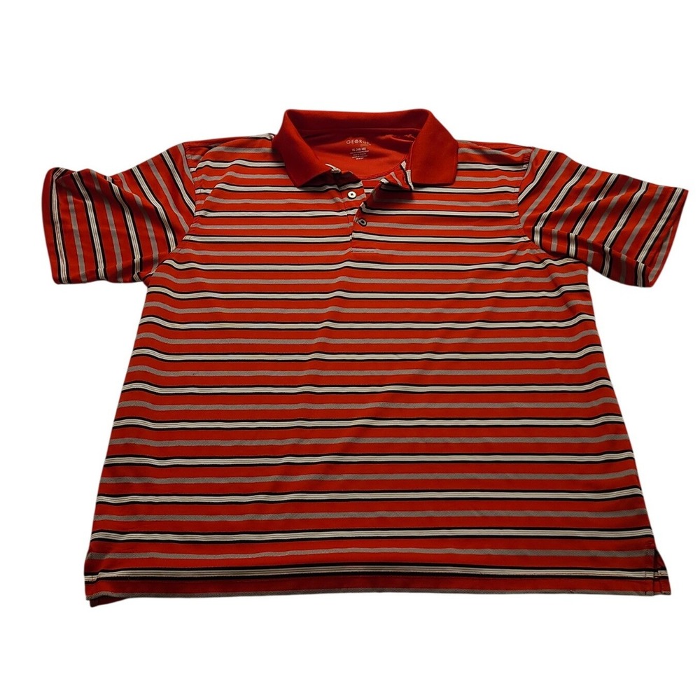 George Golf Mens XL Red Striped Short Sleeve Performance Polo Shirt RN NWOT